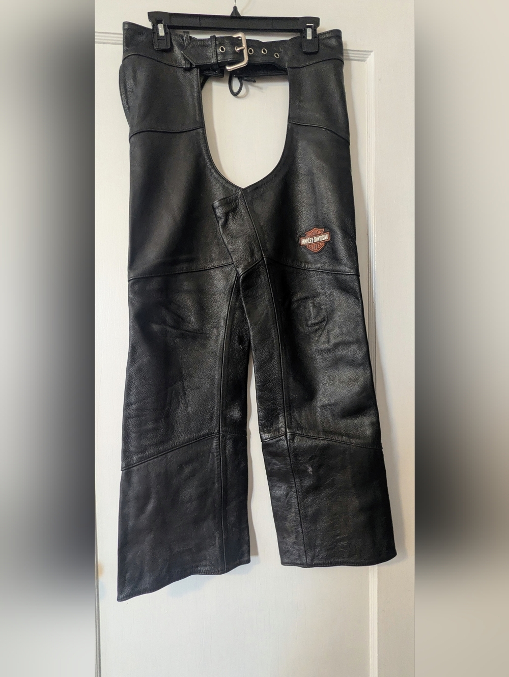 Vintage Harley Davidson Women's Black Leather Chaps. Size Small